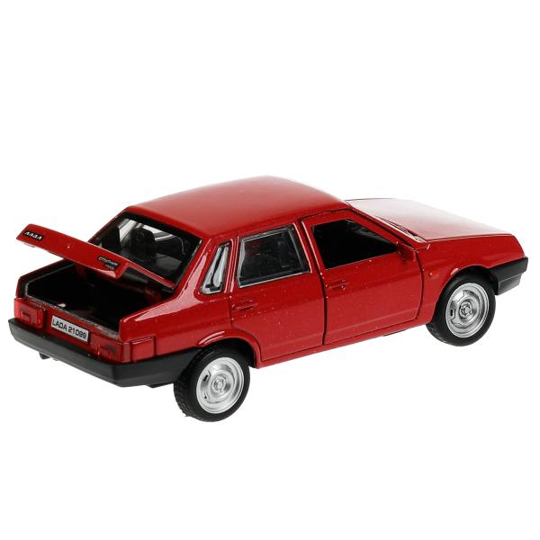 21099-12-RD336381 Машина металл LADA-21099 "СПУТНИК" 12 см, двери, багаж, инерц, красный, кор. Техно