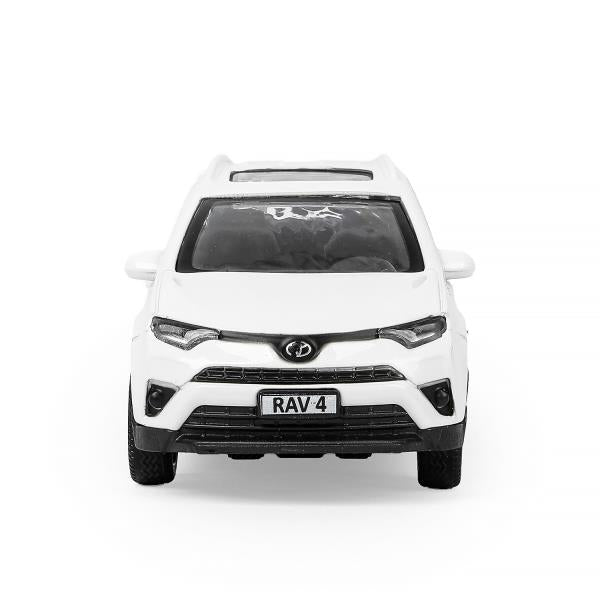Машина металл TOYOTA RAV4 длина 12 см, двери, багаж, инерц, белый, кор. Технопарк в кор.2*36шт