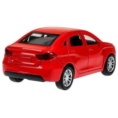 Машина металл LADA vesta 11,5 см, двери, багаж, красный, кор. Технопарк в кор.2*36шт