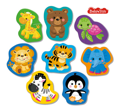 Пазлы контурные Половинки "Домашние животные" Baby Toys (8 карт. 16 эл)