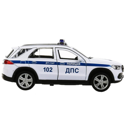 Машина металл свет-звук MERCEDES-BENZ GLE ПОЛИЦИЯ 12 см, двери, багаж, кор. Технопарк в кор.2*36шт