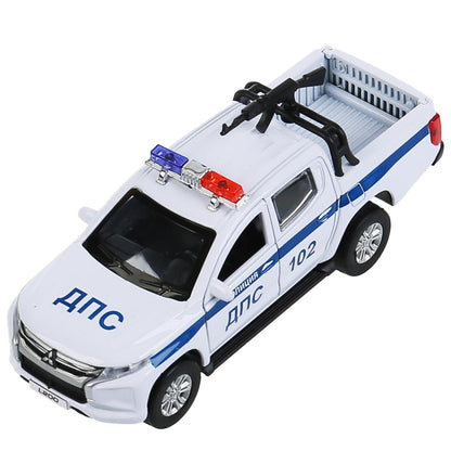 Машина металл MITSUBISHI L200 PICKUP ПОЛИЦИЯ 13 см, двери, багаж, в кор. Технопарк в кор.2*36шт