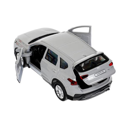 Машина металл HYUNDAI SANTAFE 12 см, двери, багаж, инерц, темно серый, кор. Технопарк в кор.2*36шт