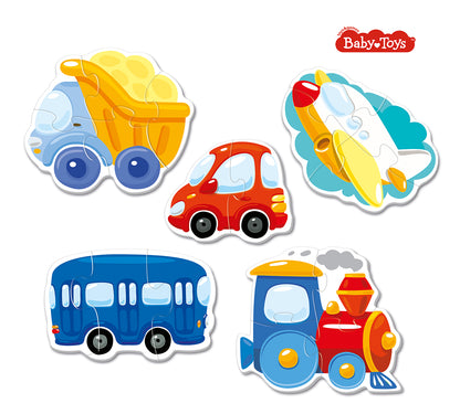Пазлы контурные "Транспорт" Baby Toys (5 карт. 15 эл)