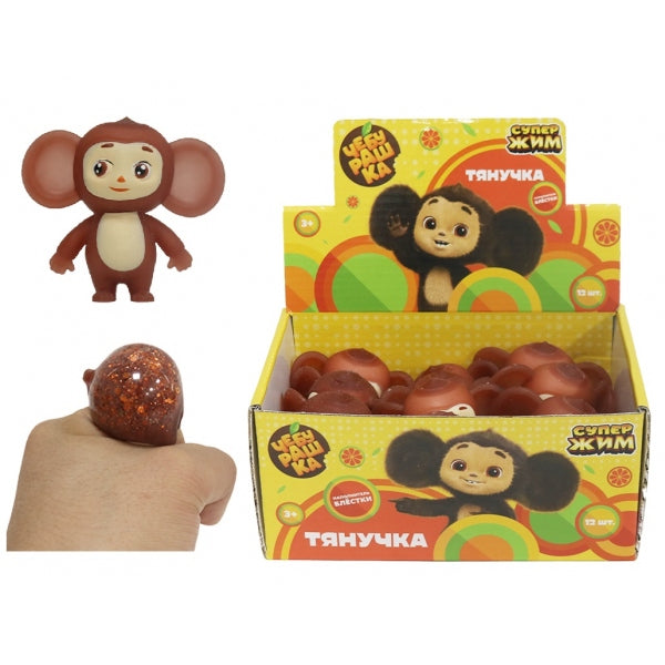 Игрушка-антистресс тянучка Чебурашка наполнение блестки, дисплей Супер Жим уп-12шт в кор.4уп
