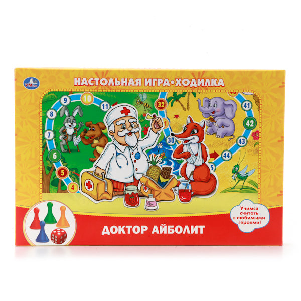 НАСТОЛЬНАЯ ИГРА-ХОДИЛКА "УМНЫЕ ИГРЫ" ДОКТОР АЙБОЛИТ В РУСС. КОР. в кор.20шт