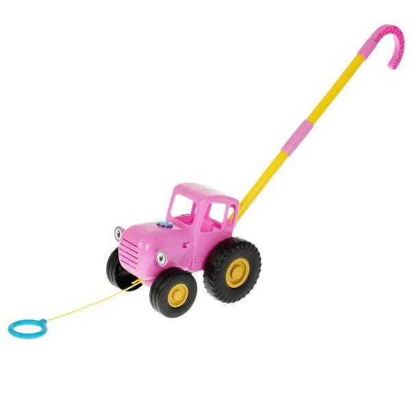 Каталка с палкой СИНИЙ ТРАКТОР 25 песен,фраз,звуков.свет.кор.бат Умка в кор.36шт