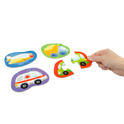 Пазлы контурные Половинки "Транспорт" Baby Toys (8 карт. 16 эл)