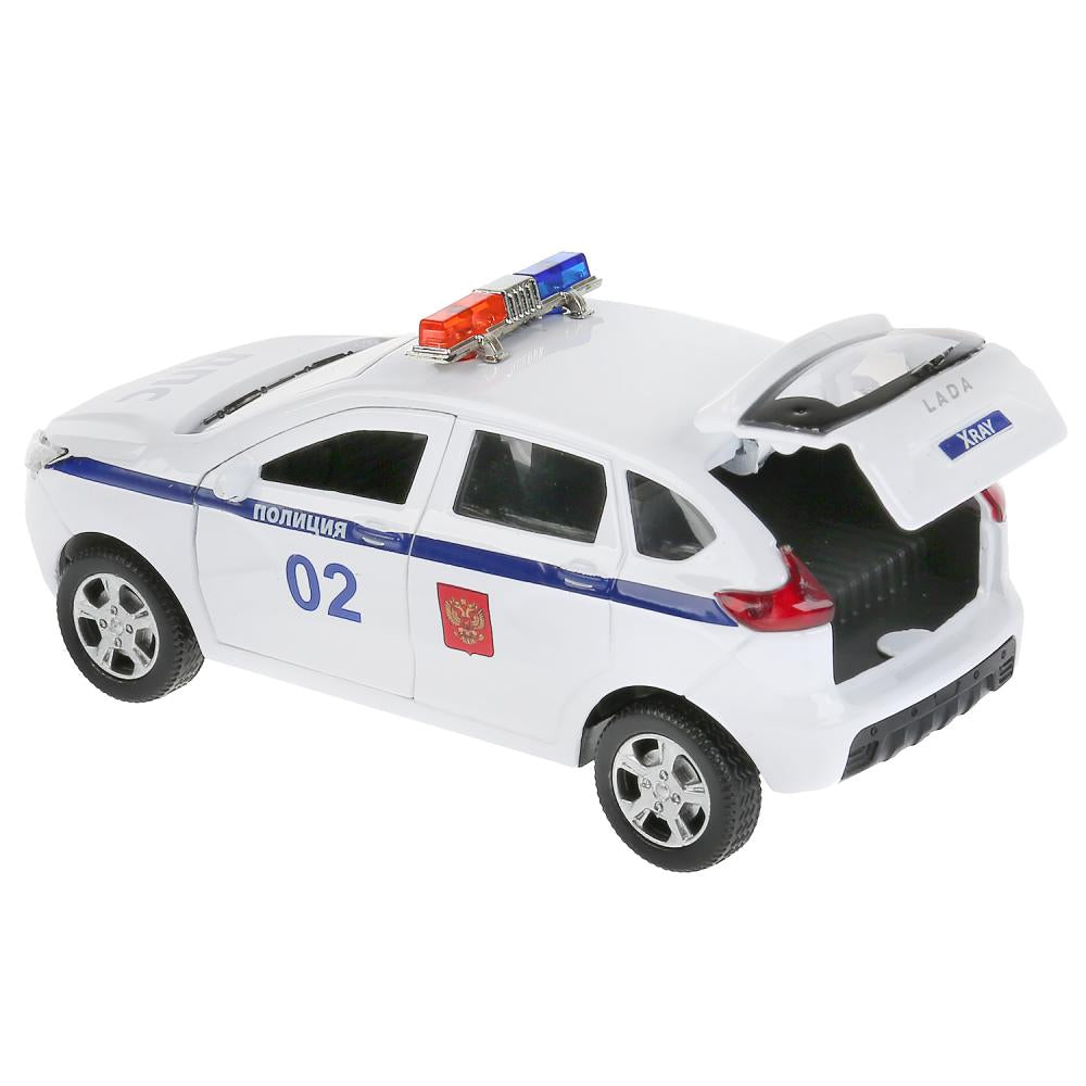 XRAY-12POL-WH 297507 Машина металл LADA XRAY ПОЛИЦИЯ длина 12 см, двери, багаж, инерц, белый, кор Те