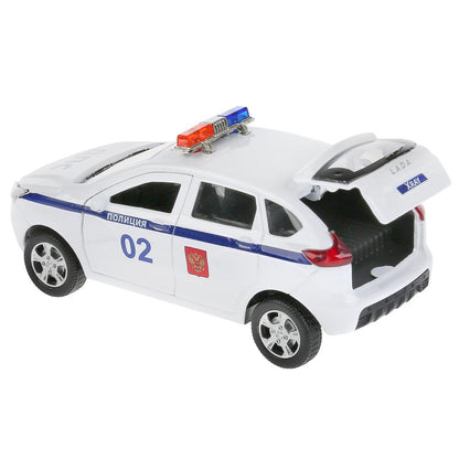XRAY-12POL-WH 297507 Машина металл LADA XRAY ПОЛИЦИЯ длина 12 см, двери, багаж, инерц, белый, кор Те