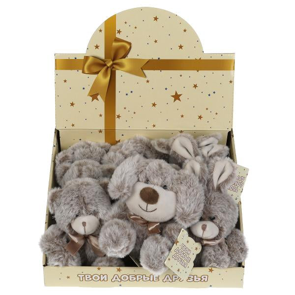 Игрушка мягкая дисплей "мишки,собачки,зайчики" 13см,без чипа,в дисп МУЛЬТИ-ПУЛЬТИ уп-9шт в кор.12уп