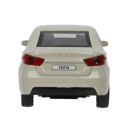 Машина металл LADA vesta 11,5 см, двери, бежевый, кор. Технопарк в кор.2*36шт