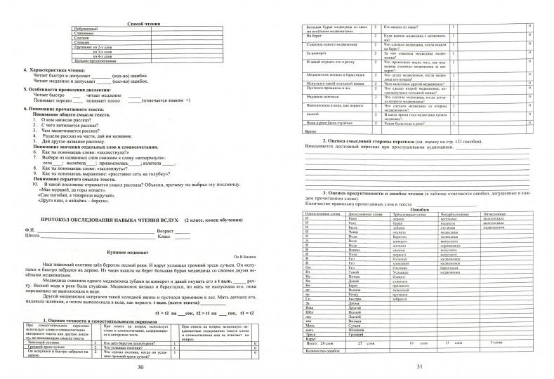 Нейропсихологическая диагностика, обследование письма и чтения младших школьников. Приложения: протоколы обследования. Под ред. Ахутиной Т.В.