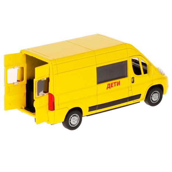Машина металл CITROEN JUMPER ДЕТИ 14 см, двери, багаж, инерц, желтый, кор. Технопарк в кор.2*36шт