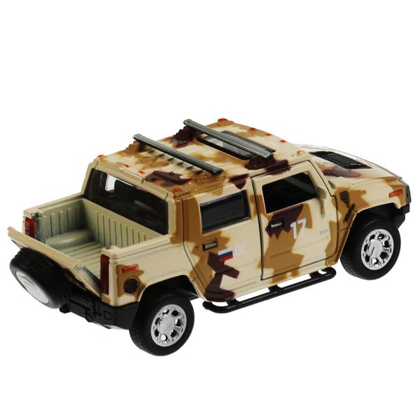 Технопарк. Модель "Hummer H2 Пикап Камуфляж" 12 см,мет,двер,ба,инер,песочный арт.HUM2PICKUP-12MIL-BN