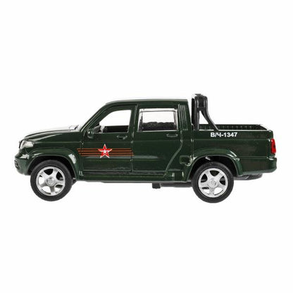 Машина металл UAZ PICKUP АРМИЯ РОССИИ длина 12 см, двери, багаж, инерц, кор. Технопарк в кор.2*36шт