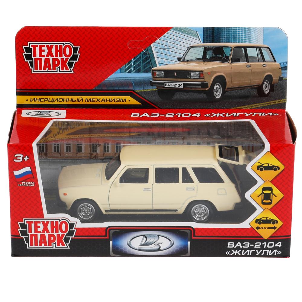 Машина металл ВАЗ-2104 ЖИГУЛИ длина 12 см, двери, багаж, инерц,бежевый, кор. Технопарк в кор.2*36шт