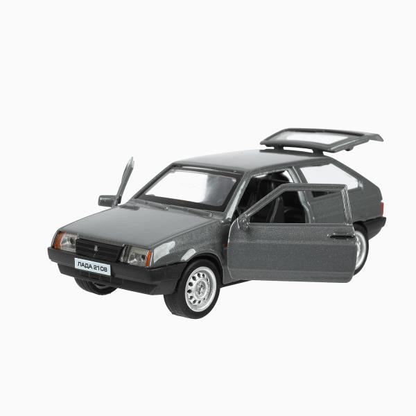 Машина металл LADA-2108 "СПУТНИК" длина 12 см, двери, багаж, серый, в кор. Технопарк в кор.2*36шт