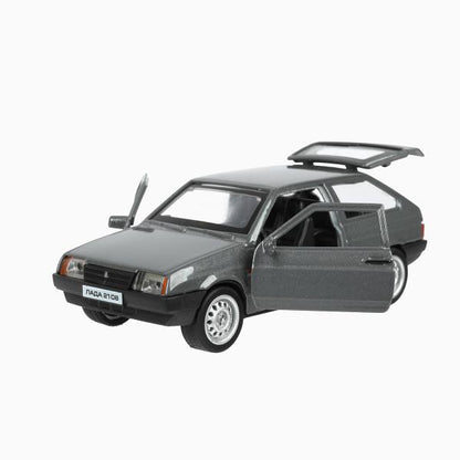 Машина металл LADA-2108 "СПУТНИК" длина 12 см, двери, багаж, серый, в кор. Технопарк в кор.2*36шт