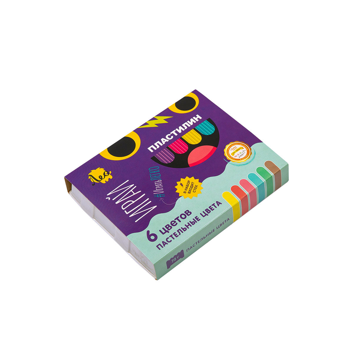 "Лео" "Играй" Пластилин восковой. Пастельные цвета LPMCP-0106 72 г ( в картонной упаковке )