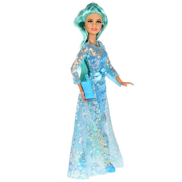 Карапуз. Кукла "София" 29см в голубом платье руки и ноги сгиб, маникюр, акс, арт.66001-BF21-S-BB