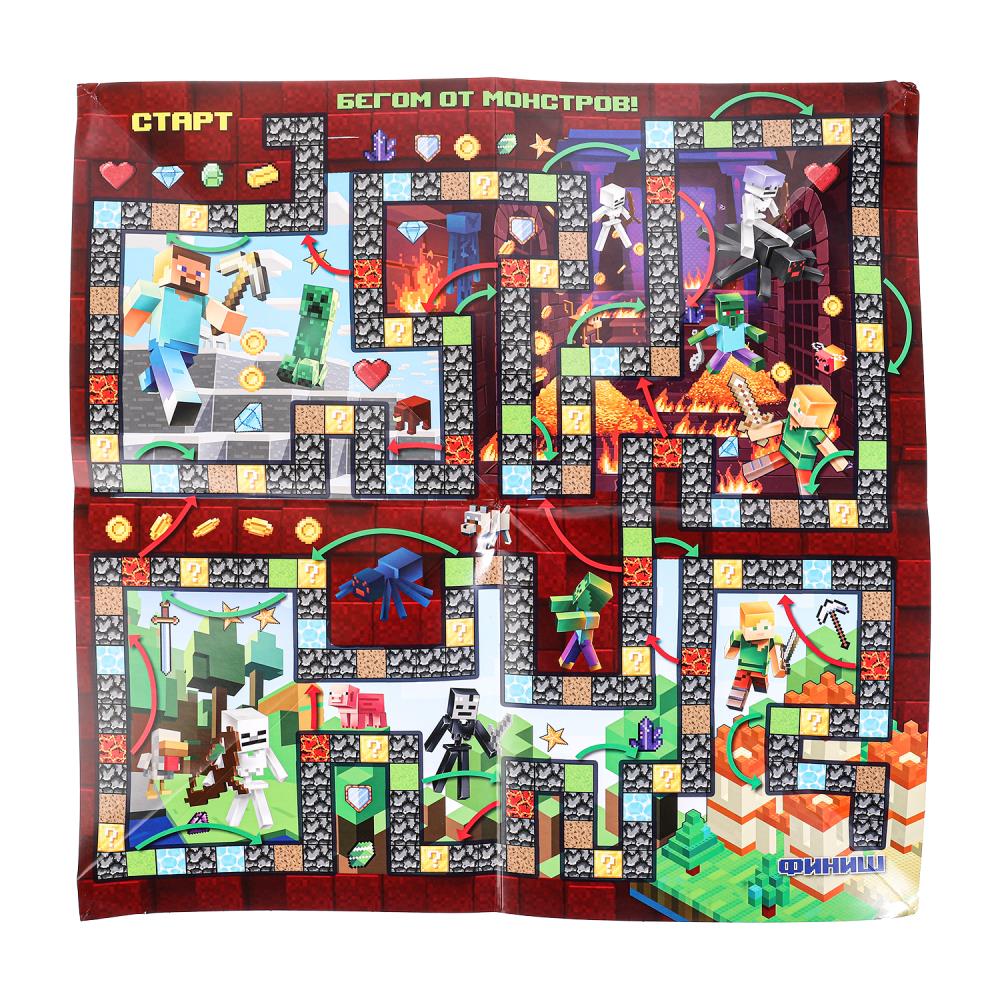 По мотивам Майнкрафт. Настольная игра-ходилка в треугольной кор. 300х300х50мм. Умные игры в кор.20шт