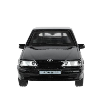 Машина металл LADA -2114 "SAMARA", 12 см, двери, багаж, инерц., черный, кор. Технопарк в кор.2*36шт