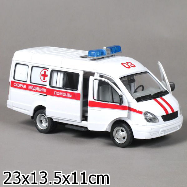 МАШИНА "ТЕХНОПАРК" ИНЕРЦ. ГАЗЕЛЬ СКОРАЯ, ОТКРЫВ. ДВЕРИ, СВЕТ+ЗВУК 9098-C В КОР. 23*11СМ в кор.2*12шт