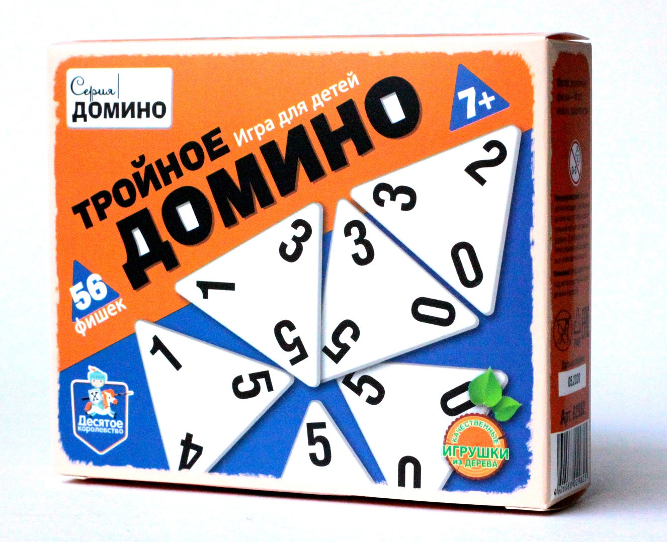 Домино деревянное "Тройное домино" 56 фишек (карт.упак)