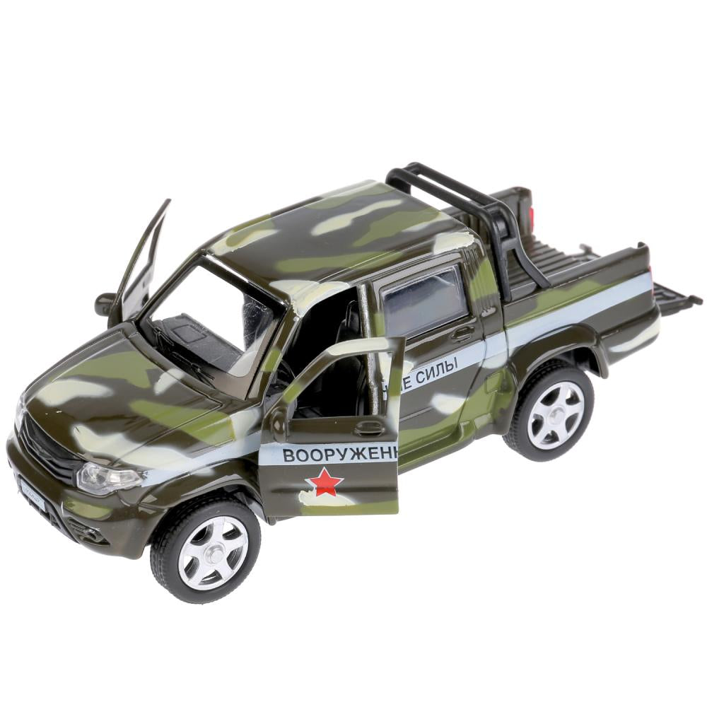 ТМ Технопарк. Машина металл "UAZ PICKUP ВОЕННЫЙ", длина 12 см, откр дв, багаж, инерц. в кор.2*36шт