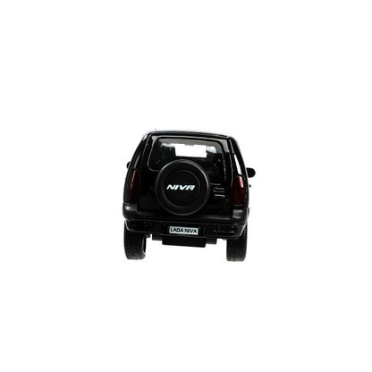 Машина металл LADA NIVA длина 12 см, двери, багаж, инерц, черный, кор. Технопарк в кор.2*36шт