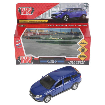 Машина металл LADA VESTA SW CROSS 12см, открыв. двери, инерц, синий. в кор. Технопарк в кор.2*36шт