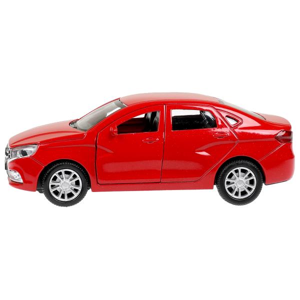 Машина металл LADA vesta 11,5 см, двери, багаж, красный, кор. Технопарк в кор.2*36шт