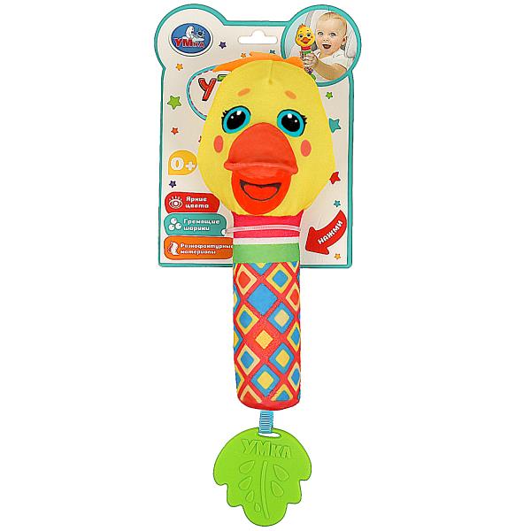 Текстильная игрушка погремушка - пищалка уточка Умка в кор.250шт