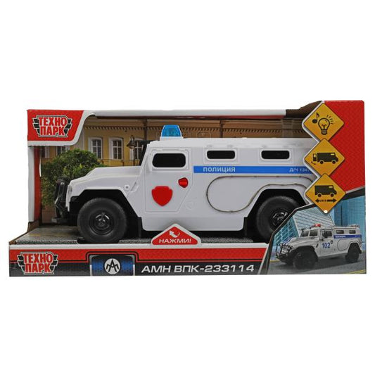 Машина пластик свет-звук АМН ВПК-233114 ПОЛИЦИЯ 21 см, двери, инерц, кор. Технопарк в кор.2*18шт