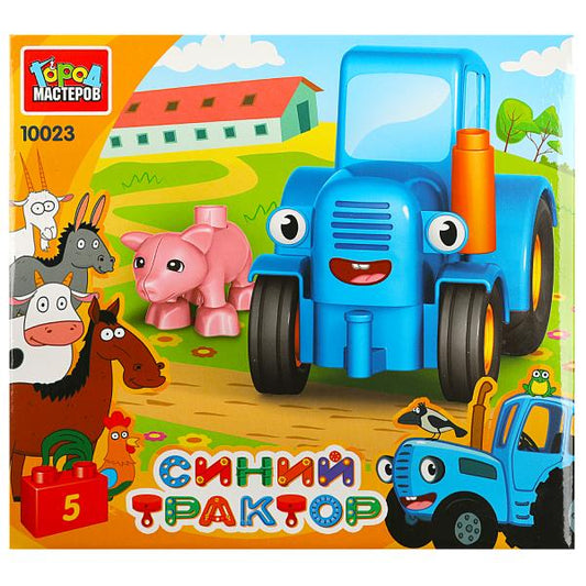 Город мастеров. Конструктор арт.10023-R "Синий трактор: Серия большие кубики" с хрюшкой, 5 дет.