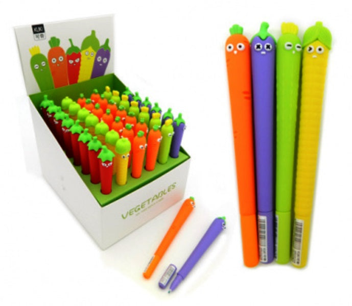 Intelligent. Ручка фигурная гелевая арт.CC-55 в форме Овощей черная, 0,5мм, прорезиненная, в ассорт.