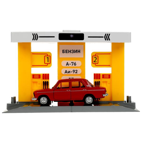 OILSTA-22PL2106-YE343262 Игрушка пластик свет-звук бензоколонка С МАШИНКОЙ 21 см кор. ВАЗ-2106 Техно