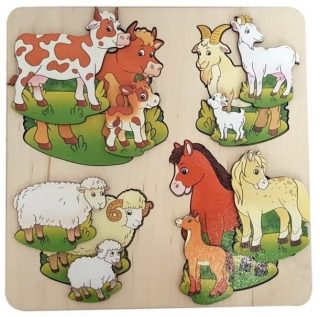 Больше-меньше "Домашние животные" арт.7914 развивающая доска (дерево) /18,5*18,5 см./29