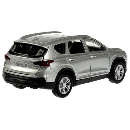 Машина металл HYUNDAI SANTAFE длин 12 см, двер, багаж, инер, серебрист, кор. Технопарк в кор.2*36шт