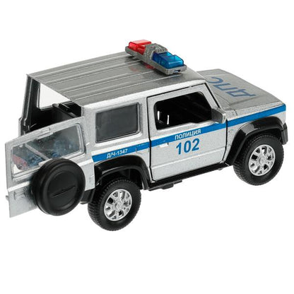Машина металл SUZUKI JIMNY ПОЛИЦИЯ 11,5 см, двер, баг, инер, сер, кор. Технопарк в кор.2*36шт