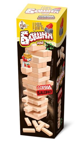 ИГРА ДЛЯ ДЕТЕЙ И ВЗРОСЛЫХ "ЦАРЬ БАШНЯ MINI" (ПАДАЮЩАЯ БАШНЯ) в кор.20шт