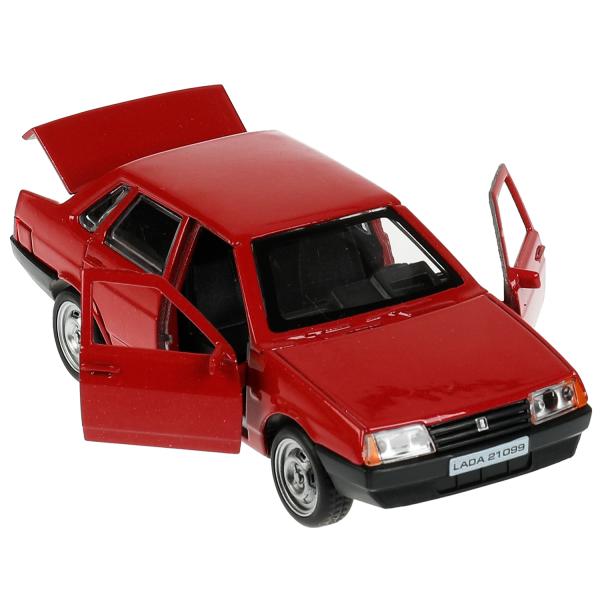 21099-12-RD336381 Машина металл LADA-21099 "СПУТНИК" 12 см, двери, багаж, инерц, красный, кор. Техно