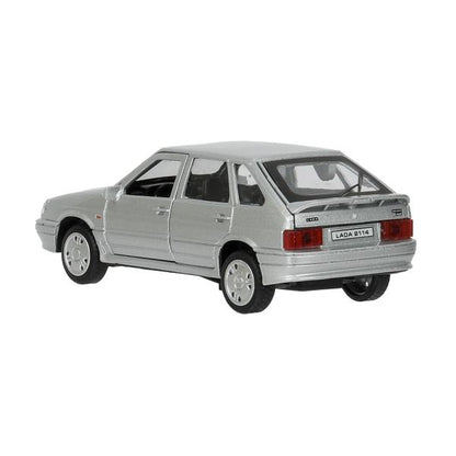 Машина металл LADA-2114 "SAMARA" 12 см, двери, багаж, инерц, серебрист, кор. Технопарк в кор.2*36шт
