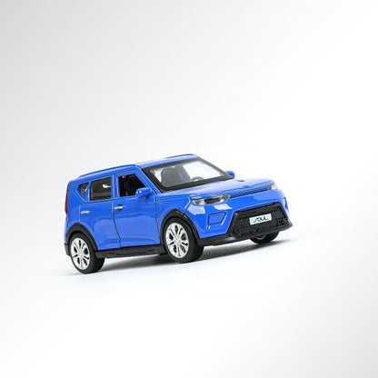Машина металл KIA soul длина 12 см, двери, багаж., инерц, синий, кор. Технопарк в кор.2*36шт