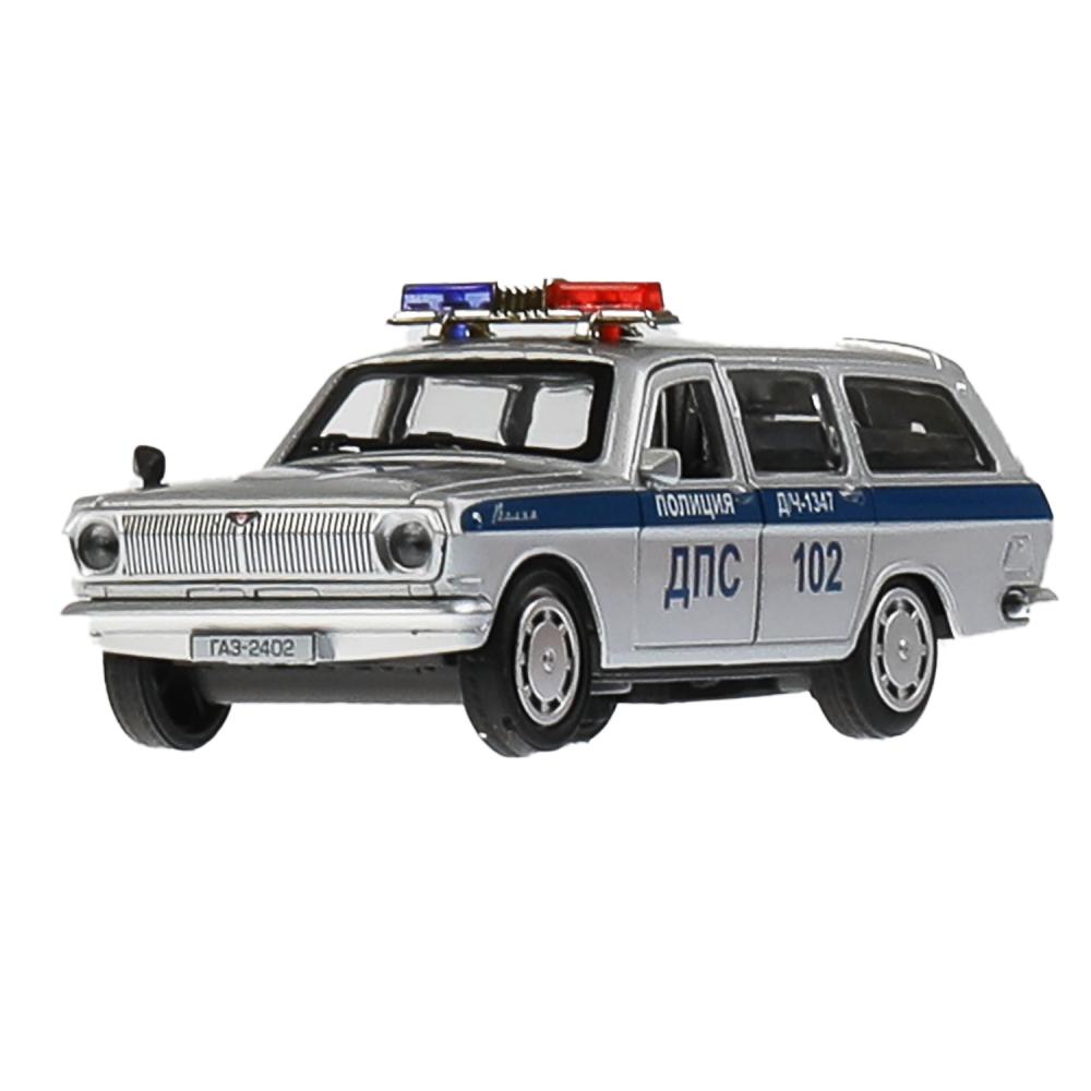 Машина металл ГАЗ-2402 "ВОЛГА" ПОЛИЦИЯ 12 см, двери, багаж, в кор. Технопарк в кор.2*36шт