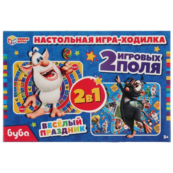 Весёлый праздник. Настольная игра-ходилка. 2 в 1. Буба. 330х216х27 мм. Умные игры. в кор.20шт
