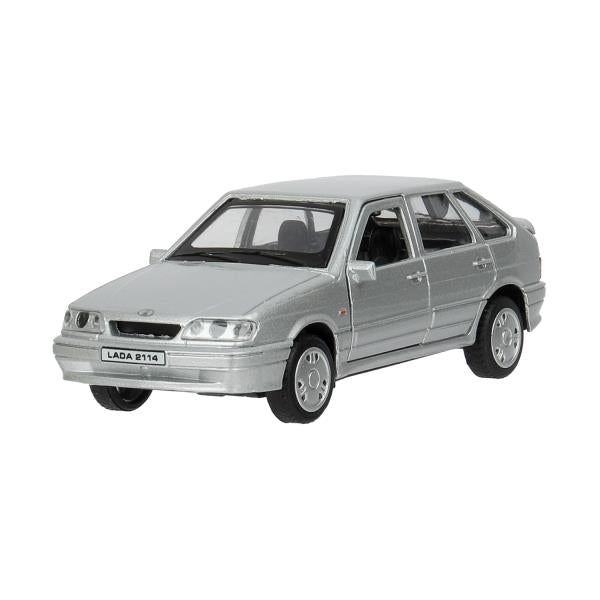 Машина металл LADA-2114 "SAMARA" 12 см, двери, багаж, инерц, серебрист, кор. Технопарк в кор.2*36шт