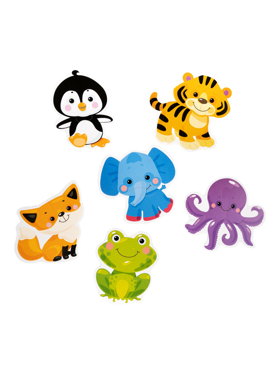 Пазлы-контуры "Зверята" 6 фигурок Baby Toys (мягкие)