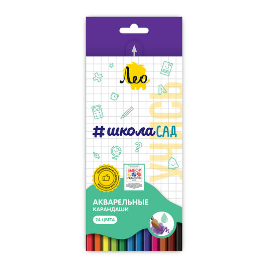 "Лео" "ШколаСад" LSWP-24 Набор акварельных карандашей заточенный  24 цв. . LSWP-24